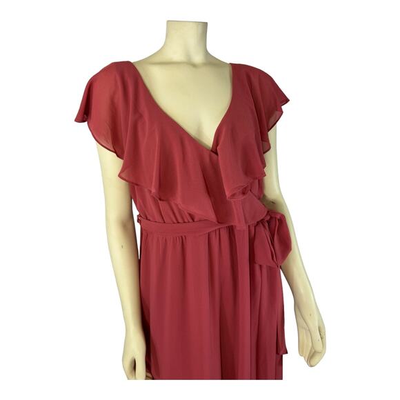 Baltic Born Katya Ruffle Maxi Dress Rosewood Tie Waist dress size XXXL - Picture 4 of 12